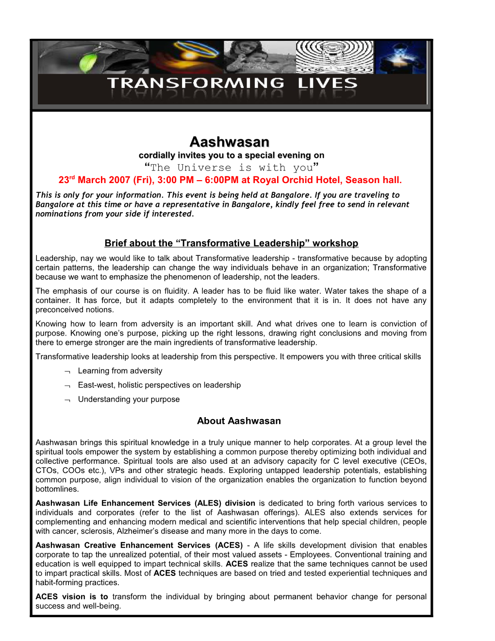 Transforming Lives Creating a New Revolutionary Self