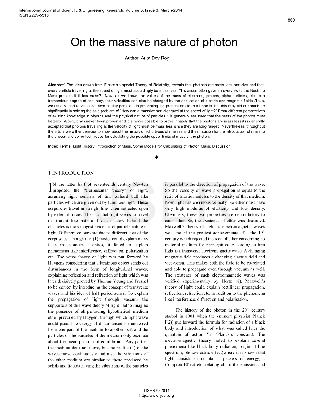 On the Massive Nature of Photon