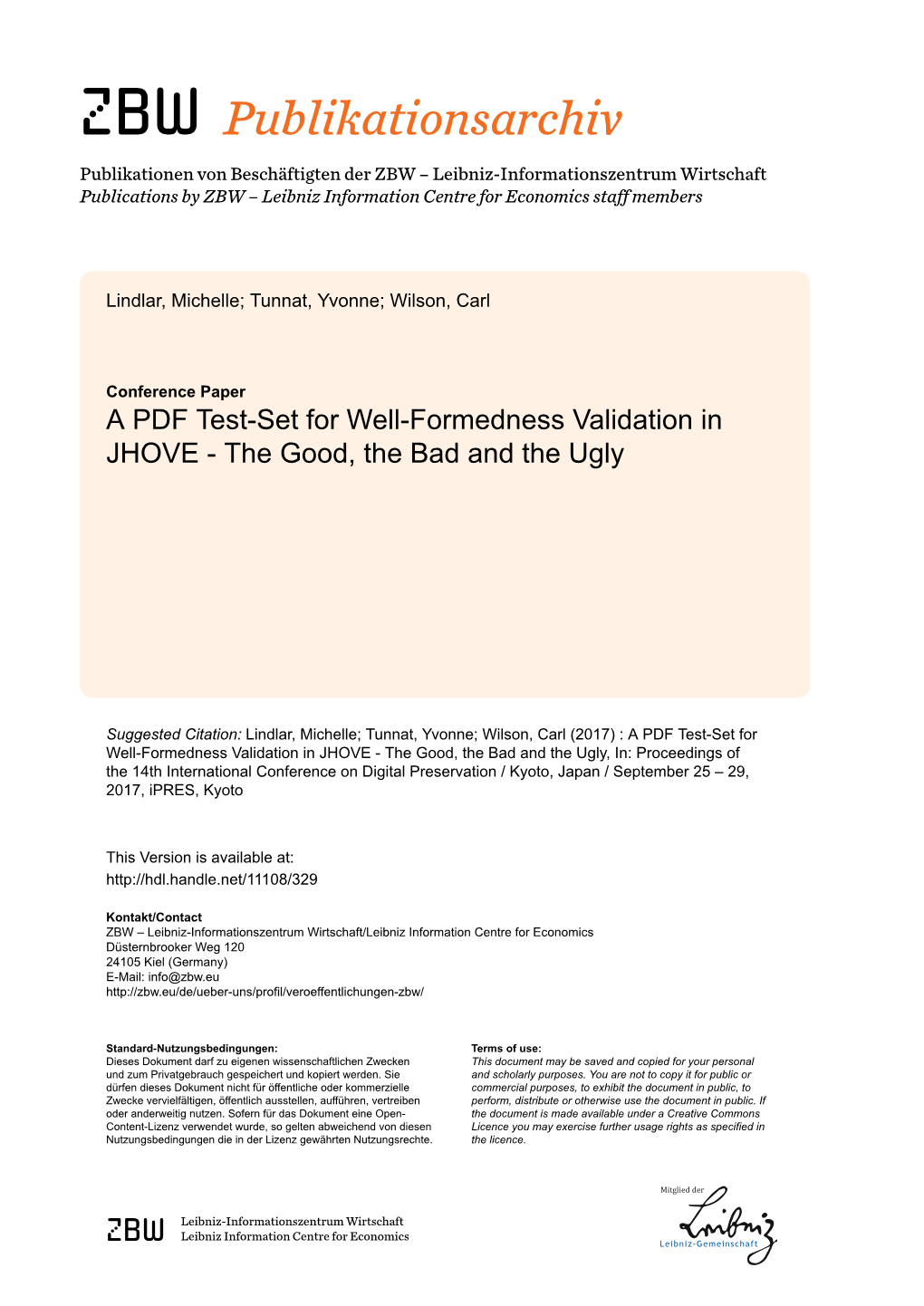 A PDF Test-Set for Well-Formedness Validation in JHOVE - the Good, the Bad and the Ugly