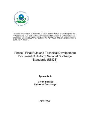 Clean Ballast NOD, Phase I Uniform National Discharge Standards For