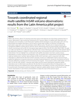 Towards Coordinated Regional Multi-Satellite Insar Volcano Observations: Results from the Latin America Pilot Project M
