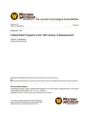 Federal Relief Programs in the 19Th Century: a Reassessment