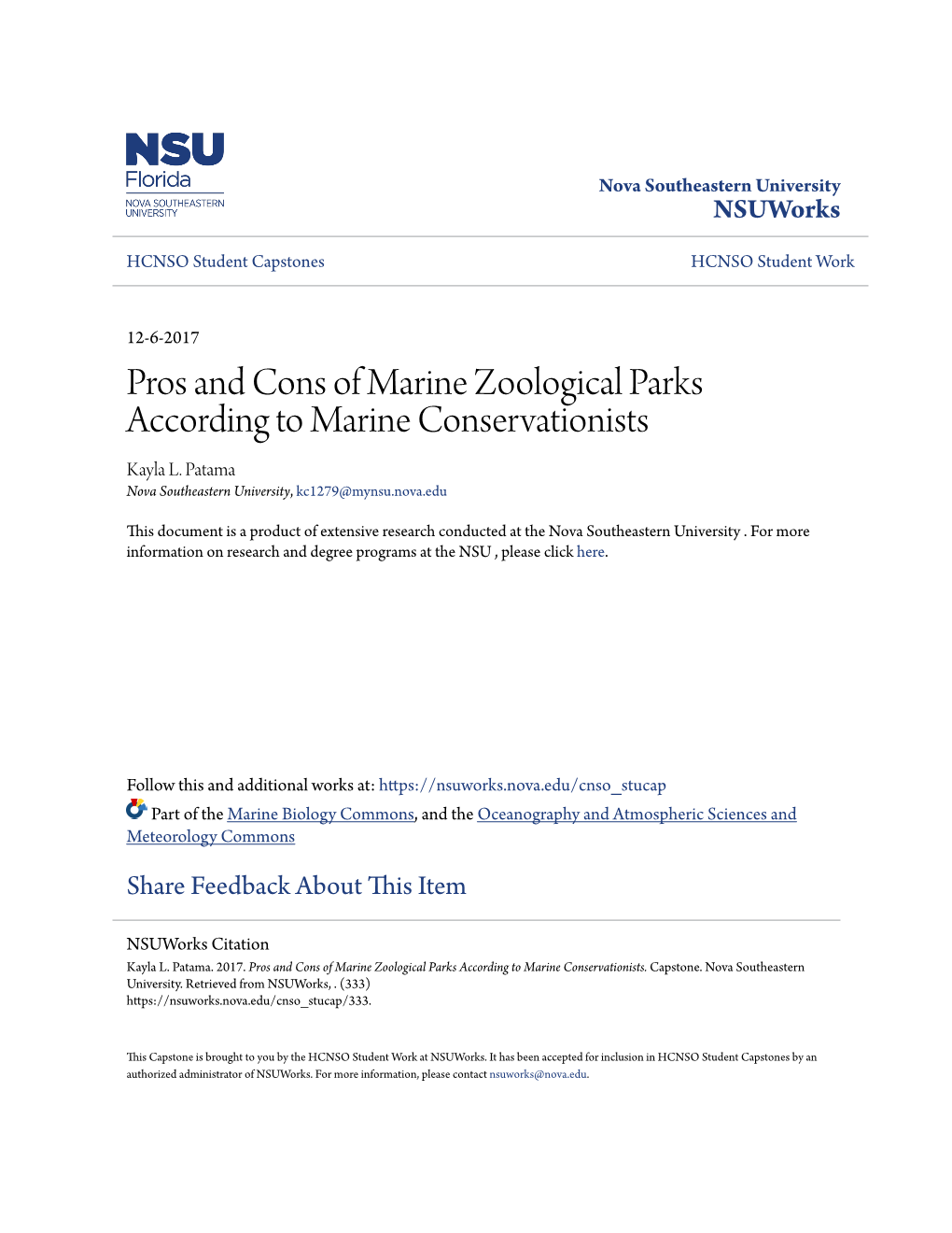 Pros and Cons of Marine Zoological Parks According to Marine