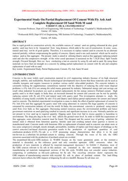 Experimental Study on Partial Replacement of Cement with Fly Ash and Complete Replacement of Sand with M Sand P.SRIDEVI1, DR