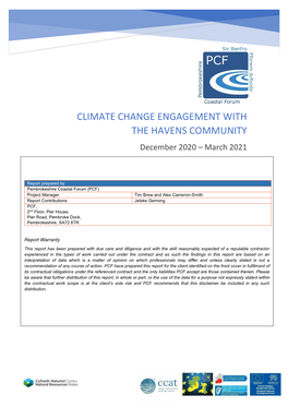 CLIMATE CHANGE ENGAGEMENT with the HAVENS COMMUNITY December 2020 – March 2021