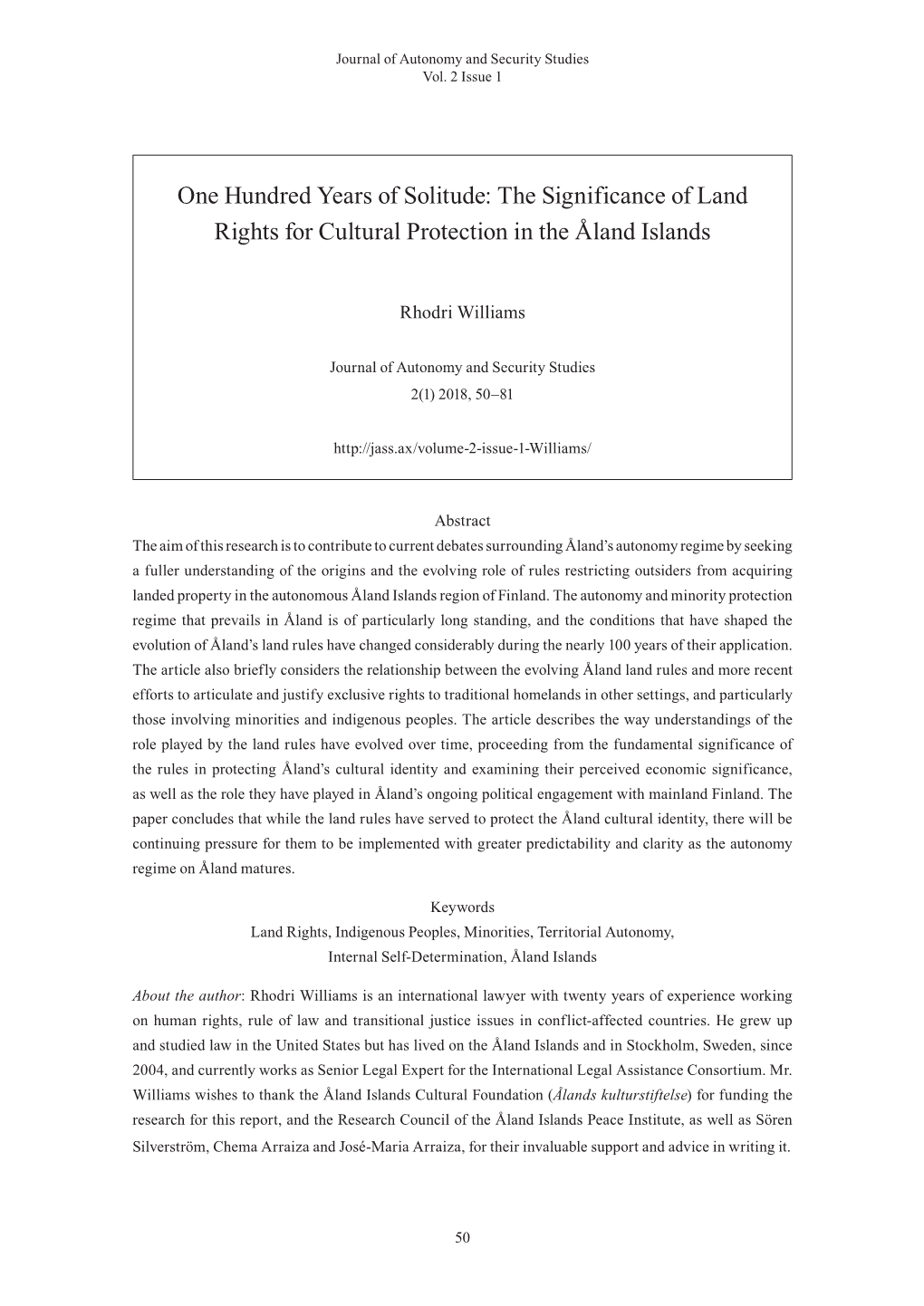 The Significance of Land Rights for Cultural Protection in the Åland Islands