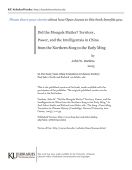 Did the Mongols Matter? Territory