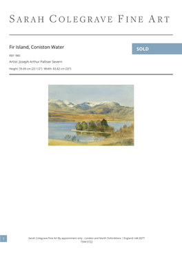 Fir Island, Coniston Water SOLD REF: 980 Artist: Joseph Arthur Palliser Severn