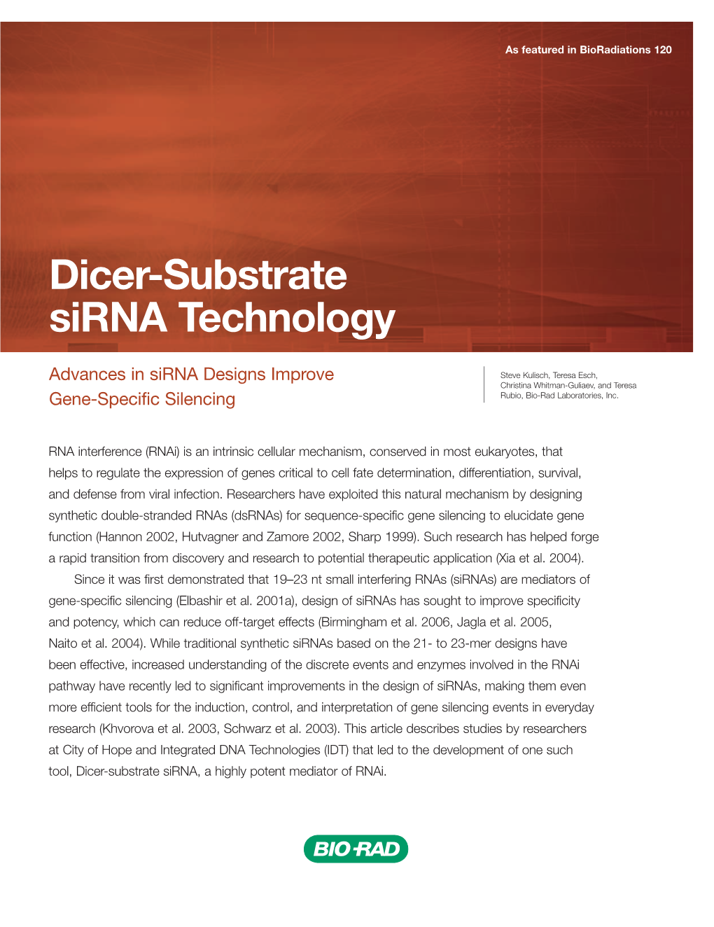 Dicer-Substrate Sirna Technology