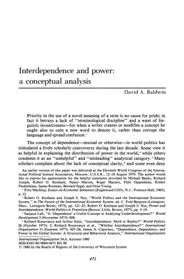 Interdependence and Power: a Conceptual Analysis
