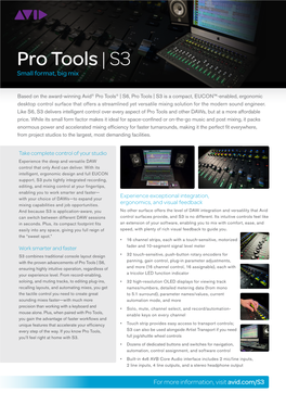 AVID Pro Tools | S3 Data Sheet