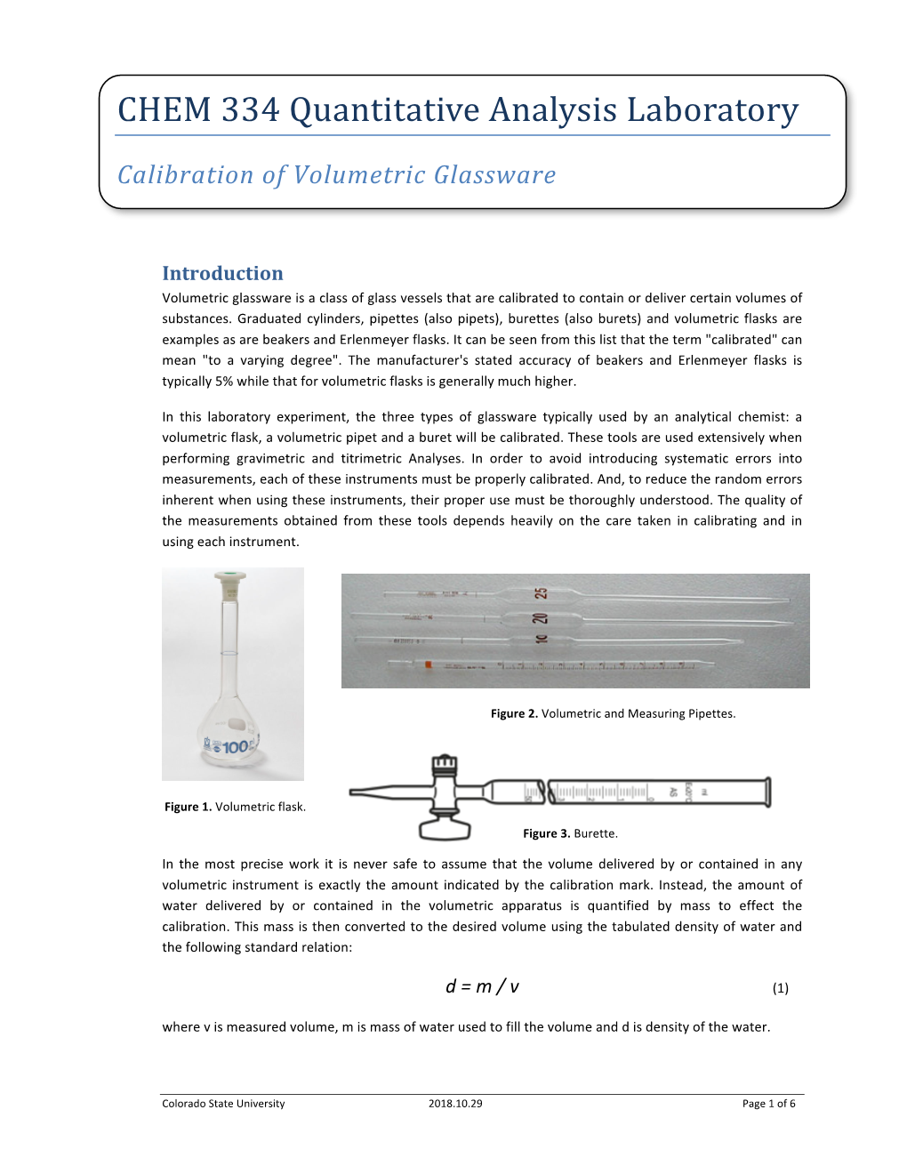 CHEM 334 Quantitative Analysis Laboratory