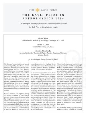 The Kavli Prize in Astrophysics 2014
