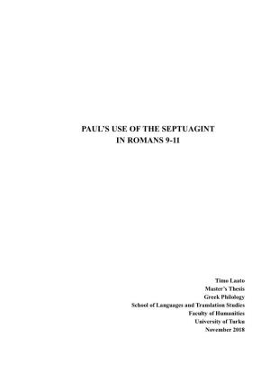 Paul's Use of the Septuagint in Romans 9-11