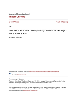 The Law of Nature and the Early History of Unenumerated Rights in the United States