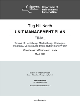 Tug Hill North Unit Management Plan