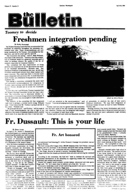 Freshmen Integration Pending Fr. Dussault: This Is Your Life