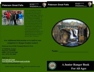 Junior Ranger Book, Paterson Great Falls National Historical Park