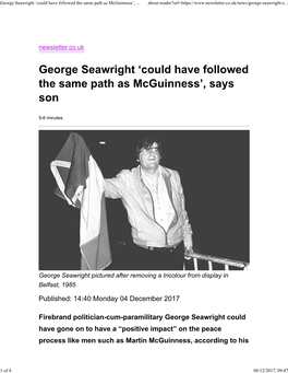George Seawright 'Could Have Followed the Same Path As
