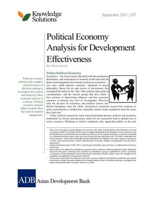 Political Economy Analysis for Development Effectiveness by Olivier Serrat