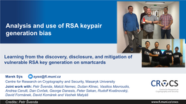 Analysis and Use of RSA Keypair Generation Bias