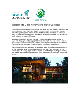 Casa Ashaya and Playa Guiones!
