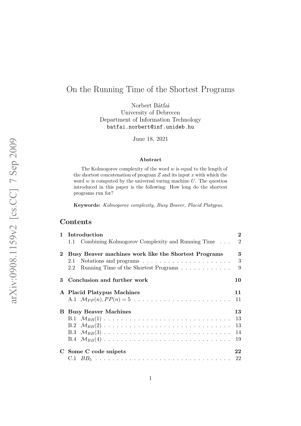 On the Running Time of the Shortest Programs