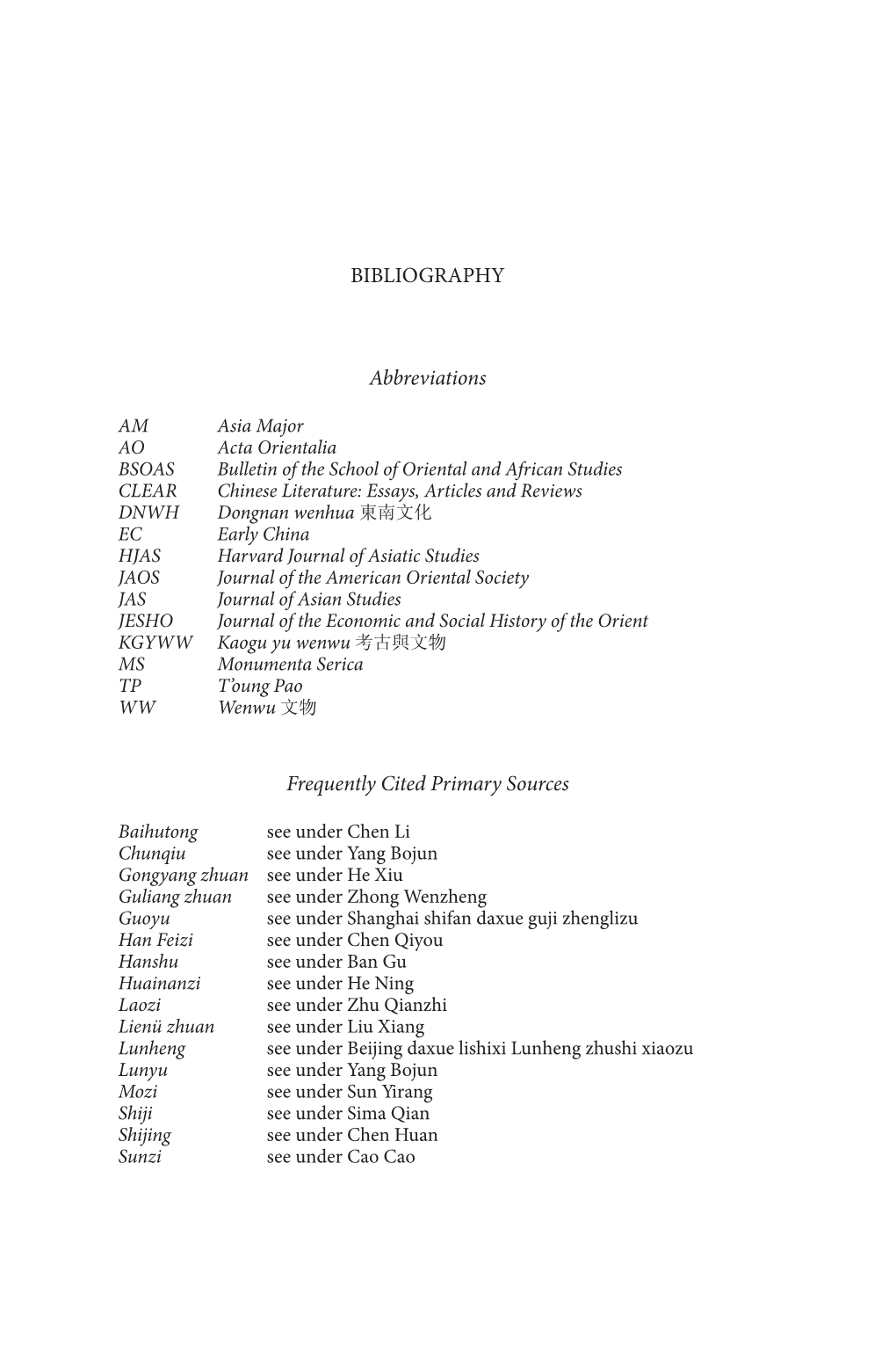 BIBLIOGRAPHY Abbreviations Frequently Cited Primary Sources