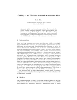 Quikey – an Efficient Semantic Command Line