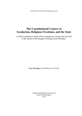 The Constitutional Context of Secularism, Religious Freedoms, and the State