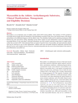 Myocarditis in the Athlete: Arrhythmogenic Substrates, Clinical Manifestations, Management, and Eligibility Decisions