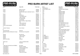 Pro-Burn Listing by Artist