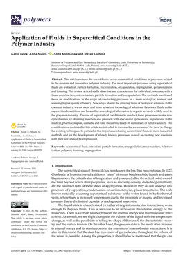 Application of Fluids in Supercritical Conditions in the Polymer Industry