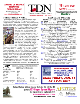 Posted a 123 Beyer Speed Figure, the Highest Beyer of Any Horse in 2001