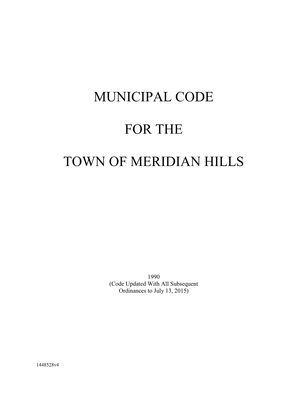 Municipal Code for the Town of Meridian Hills