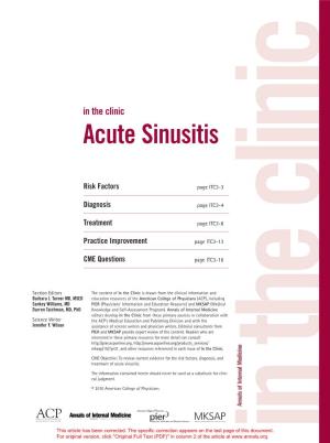 In the Clinic Acute Sinusitis
