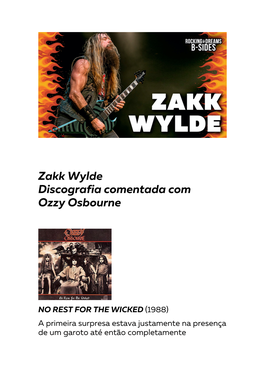 Zakk Wylde Discografia Comentada Com Ozzy Osbourne