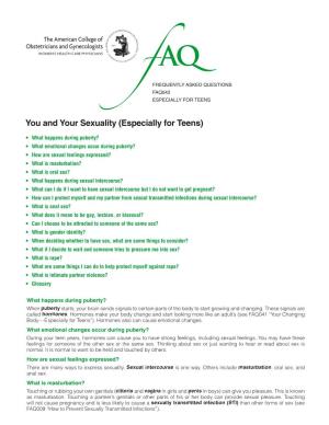 FAQ042 -- You and Your Sexuality (Especially for Teens)