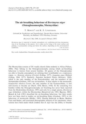 The Air-Breathing Behaviour of Brevimyrus Niger (Osteoglossomorpha, Mormyridae)