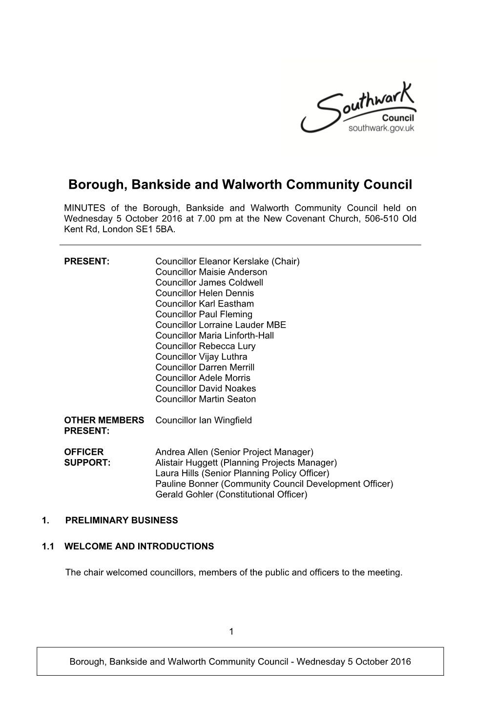 Borough, Bankside and Walworth Community Council
