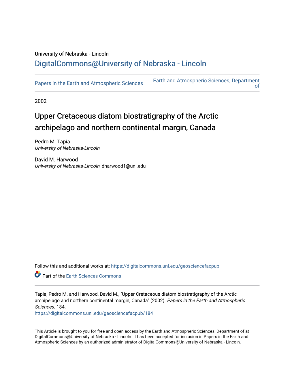 Upper Cretaceous Diatom Biostratigraphy of the Arctic Archipelago and Northern Continental Margin, Canada