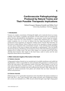 Cardiovascular Pathophysiology Produced by Natural Toxins and Their Possible Therapeutic Implications