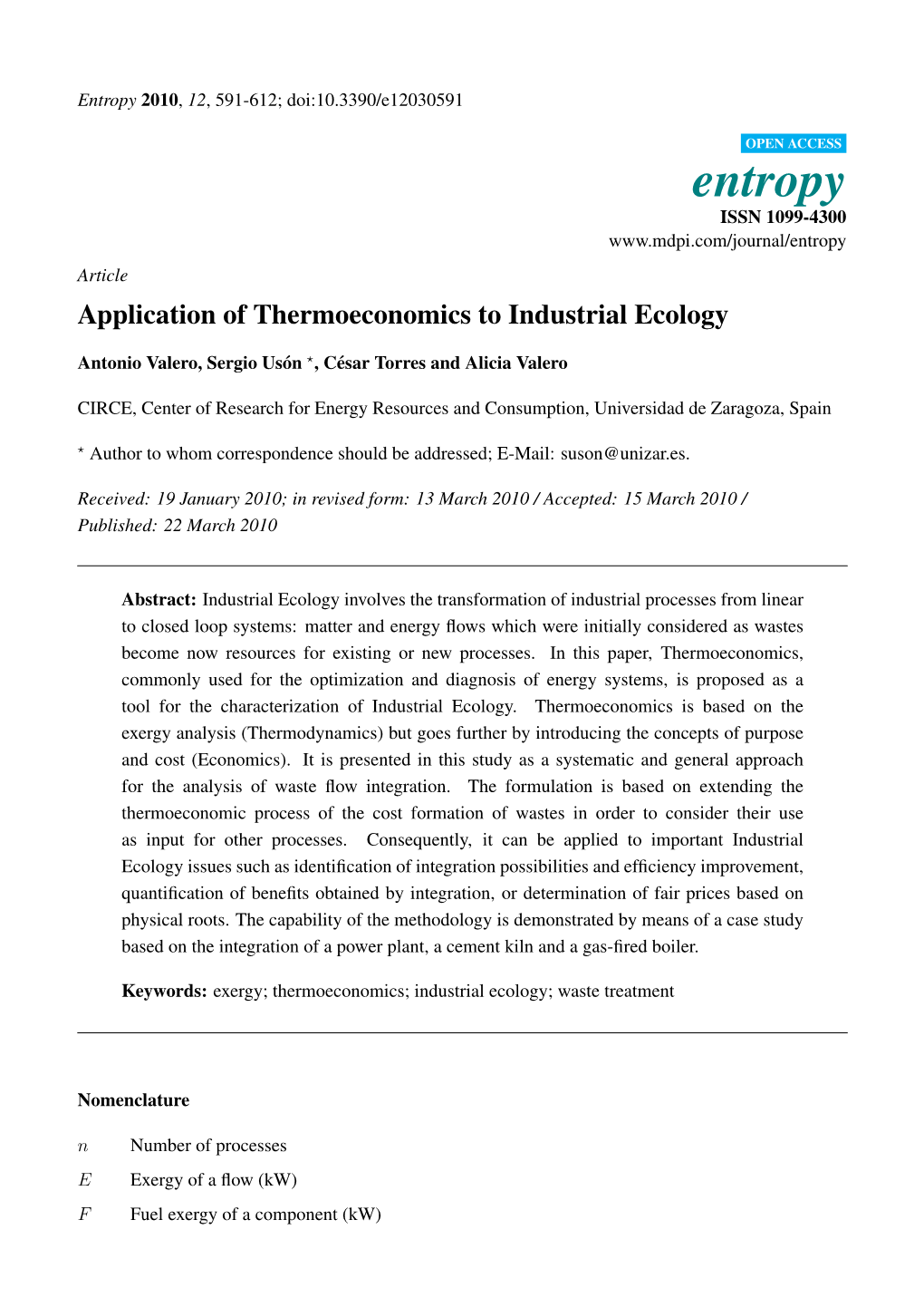 Application of Thermoeconomics to Industrial Ecology