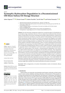 Syntrophic Hydrocarbon Degradation in a Decommissioned Off-Shore Subsea Oil Storage Structure