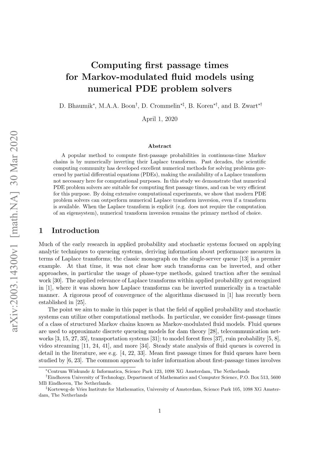 Computing First Passage Times for Markov-Modulated Fluid Models