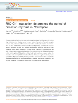 FRQ-CK1 Interaction Determines the Period of Circadian Rhythms in Neurospora