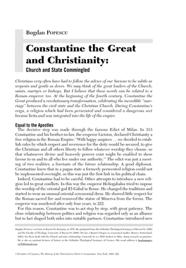 Constantine the Great and Christianity: Church and State Commingled
