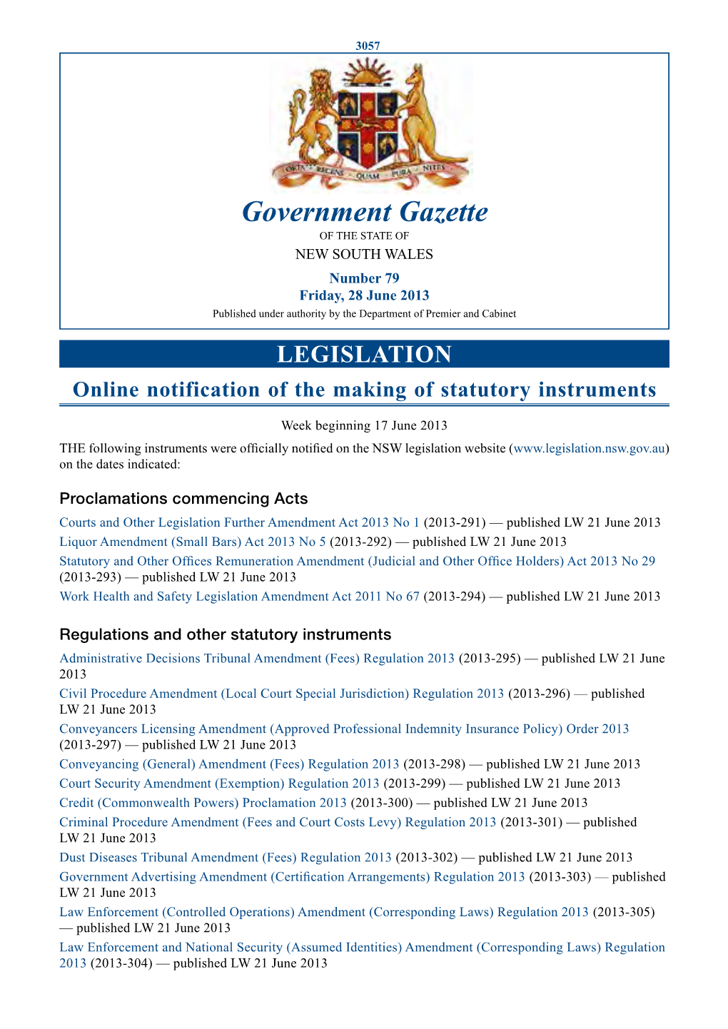 New South Wales Government Gazette No. 26 Of