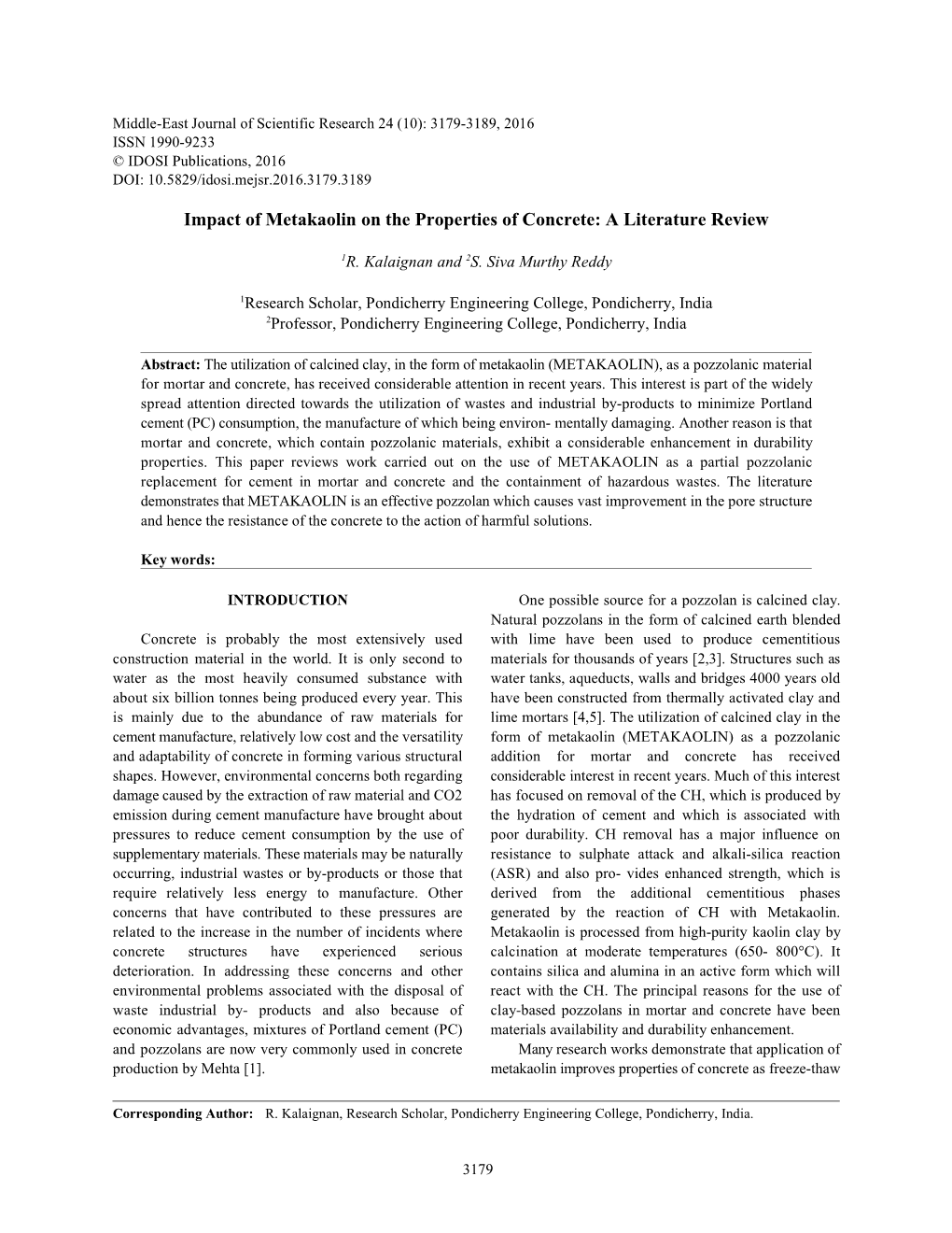 Impact of Metakaolin on the Properties of Concrete: a Literature Review