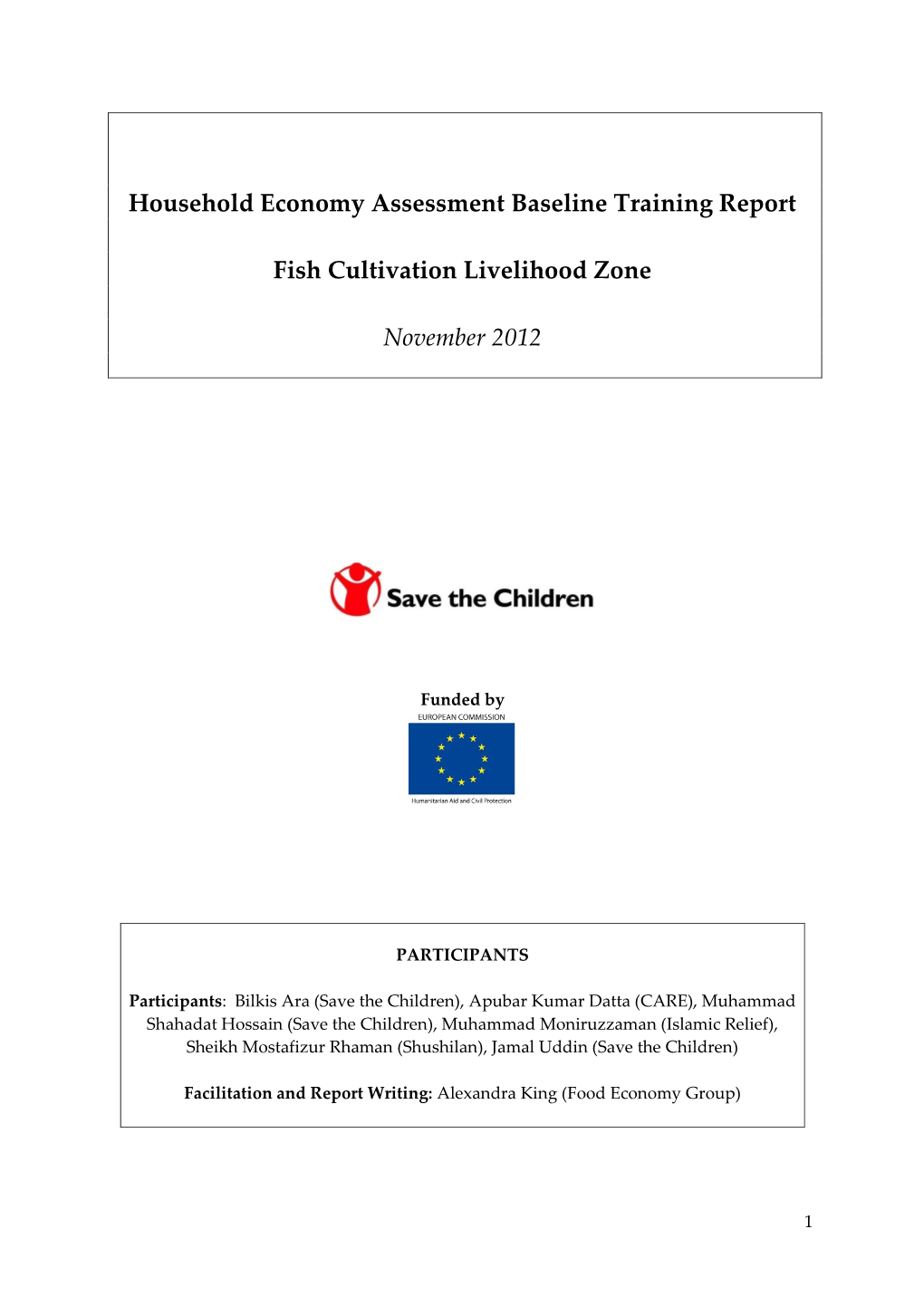 Fish Cultivation Zone HEA Baseline Report